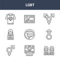 9 lgbt icons pack. trendy lgbt icons on white background. thin outline line icons such as lesbian, androgyne, postcard . lgbt icon