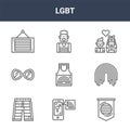 9 lgbt icons pack. trendy lgbt icons on white background. thin outline line icons such as banner, rainbow, man . lgbt icon set for