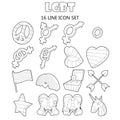 LGBT icons set, outline style