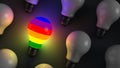 LGBT illustrations. Glowing light bulb with LGBT symbols