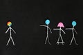 LGBT or LGBTQIA bullying, insult and harassment, discrimination and homophobia concept. Human stick figure in dark black