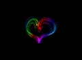 LGBT love concept. Freeze light photo. Abstract pattern background in heart shape