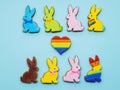 lgbt love diversity rabbit crowd rainbow heart Royalty Free Stock Photo