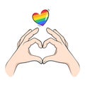 LGBT love hand sign, finger heart