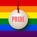 LGBT love pride sign, rainbow background, vector illustration