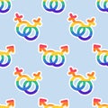 LGBT love seamless pattern. LGBT Love symbols in LGBT flag colors. Vector illustration Royalty Free Stock Photo