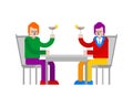 LGBT Lovers Sitting in restaurant. Loving couple Homosexual relationship. Romantic relationship. Love illustration 2