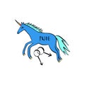 LGBT male gay unicorn icon with rainbow horn in cartoon doodle style. Vector