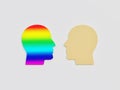 LGBT Men Head and Caucasian Men Head seeing each other Cut Art Paper