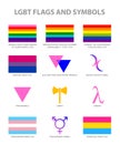 LGBT movements pride symbols and flags set