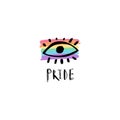 LGBT parade logo concept with flag and eye. Card, poster and more. Vector