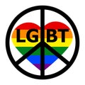 LGBT and peace icon with rainbow heart inside.