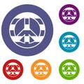 LGBT peace sign icons set