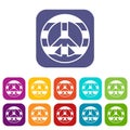 LGBT peace sign icons set