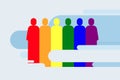 A group of symbolic people in Rainbow colours.