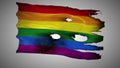 LGBT perforated, burned, grunge waving flag loop alpha