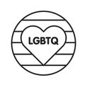 LGBT pride black line icon. Lesbian, Gay, Bisexual, Transgender. Rainbow badge and abbreviation concept. Human rights and