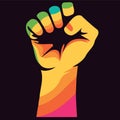 lgbt pride day and month clenched fist colorful