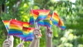 LGBT pride or Gay pride with rainbow flag for lesbian, gay, bisexual, and transgender people human rights social equality movement