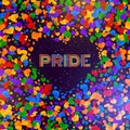 LGBT pride greeting card, gay love celebration, rainbow background, vector illustration Royalty Free Stock Photo