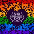 LGBT pride greeting card, gay love celebration, rainbow background, vector illustration Royalty Free Stock Photo