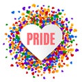 LGBT pride greeting card, gay love celebration, rainbow background, vector illustration Royalty Free Stock Photo