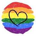 LGBT pride heart lesbian, gay, bisexual, transgender. Rainbow flag. LGBTQ heart. Gay and lesbian love. Grung texture