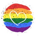 LGBT pride heart lesbian, gay, bisexual, transgender. Rainbow flag. LGBTQ heart. Gay and lesbian love. Grung texture