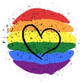 LGBT pride heart lesbian, gay, bisexual, transgender. Rainbow flag. LGBTQ heart. Gay and lesbian love. Grung texture