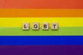 LGBT pride. Lesbian Gay Bisexual Transgender.LGBT letters on LGBT flag. The concept of rainbow love. Human rights and tolerance.