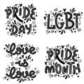 LGBT pride lettering set. Black and white