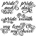 LGBT pride lettering set. Black and white