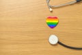 LGBT pride month concept or LGBTQ+ or LGBTQIA+. rainbow heart shape with Stethoscope for Lesbian, Gay, Bisexual, Transgender,