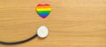 LGBT pride month concept or LGBTQ+ or LGBTQIA+. rainbow heart shape with Stethoscope for Lesbian, Gay, Bisexual, Transgender,