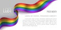 LGBT pride month horizontal banner. Human rights and tolerance. Vector illustration