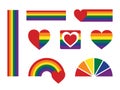 LGBT Pride Month illustrations. National Coming Out Day signs and symbols. LGBTQ community rainbow icons set
