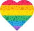 Lgbt pride rainbow flag in heart forms set vector