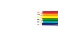 LGBT pride rainbow flag made of six colored pencils on white Royalty Free Stock Photo