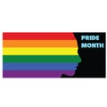 LGBT Pride rainbow flag and woman face silhouette. Freedom and love concept. Pride month. activism, community and freedom. Gay