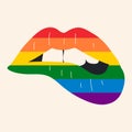Lgbt pride sign in vector format. Rainbow lips.