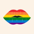 Lgbt pride sign in vector format. Rainbow lips.