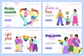 LGBT pride web banners set with people characters cartoon vector illustrations. Royalty Free Stock Photo