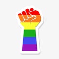 LGBT Protest Fist Illustration, Fight for gay LGBT rights rainbow fist