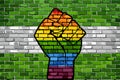 LGBT Protest Fist on a Rotterdam Brick Wall Flag