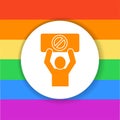 LGBT protest glyph color line icon. No homofobia.