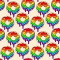 Lgbt rainbow donuts seamless pattern