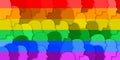 LGBT rainbow flag over abstract heads. Freedom and love concept. Pride month. activism, community and freedom Concept