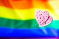 Lgbt rainbow homosexual lesbian concept. Two hearts lgbtq, gay, transgender love symbol. Pride day, Valentine day