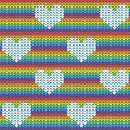 LGBT rainbow knitted seamless pattern with hearts. Vector illustration for pride flag, rainbow background. Royalty Free Stock Photo