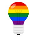 LGBT Rainbow Light Bulb Flat Icon on White Royalty Free Stock Photo